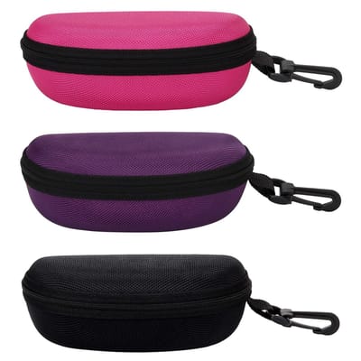 Dailygoods - 3 Stuks Draagbare Brillen Case - Zwart/Roze/Paarse Hard Shell
