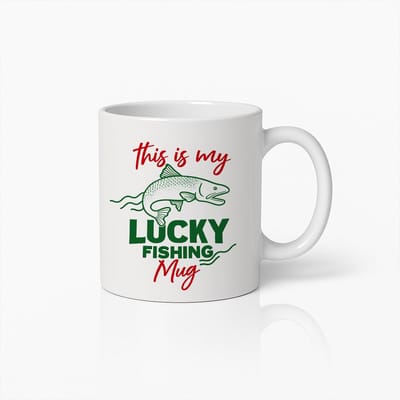 Vismok 330ml – “This Is My Lucky Fishing Mug” Grappige Koffiemok, Perfect Cadeau voor Vissers en Buitenliefhebbers