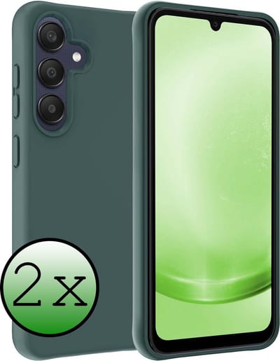 Hoesje 2 Stuks - Geschikt voor Samsung Galaxy A25 - Sterk & Shockproof - Case Siliconen - Back Cover - Telefoon Hoes - Donkergroen