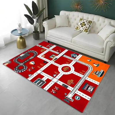 Highway City Kinderspeelmat Verkeer Speelkamer Tapijt Vloerkleed voor Huis Woonkamer Slaapkamer Deurmat Decor, Gebiedskleden Antislip Vloermat 40x60cm