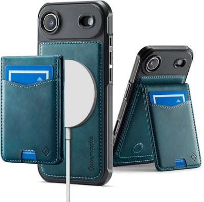 Casemania Hoesje Geschikt voor Apple iPhone 17 Air - Emerald Green - Geschikt voor MagSafe - Back Cover met Afneembare Magnetische Pasjeshouder met Standaard - Telefoonhoesje en Kaarthouder