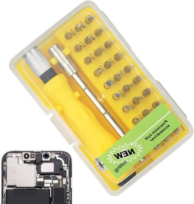 Schroevendraaierset - Precisiegereedschap - Elektronica reparatie - Ergonomische grip - 32 delig - Grijs