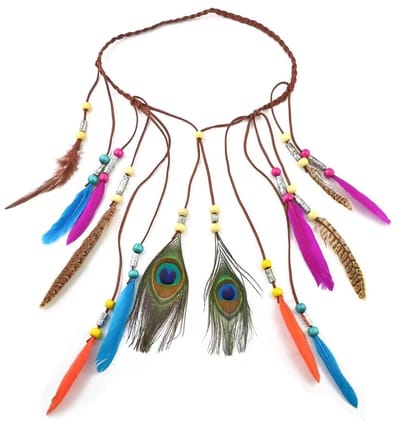 Dailygoods- Hoofdband Elegantie - Veerkwasten - Dames - Bohemian - Carnaval - Duurzaam ontwerp - Haarband