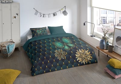 Pure dekbedovertrek vlinder - 1 persoons 140x200/220 cm - Petrol - Microvezel