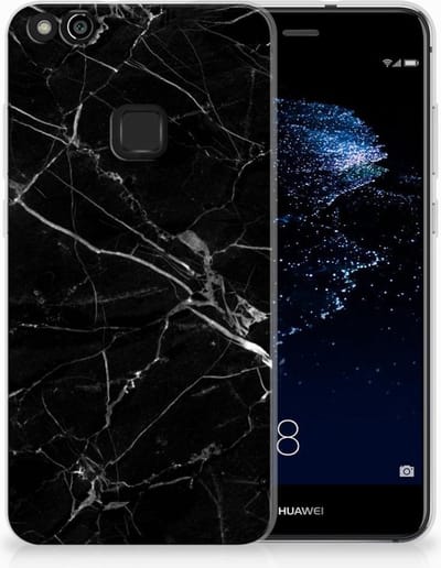 Huawei P10 Lite TPU Siliconen Hoesje Marmer Zwart - Origineel Cadeau Vader