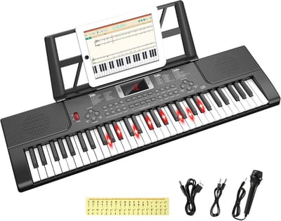 Keyboard Piano met 61 Toetsen voor Beginners met Verlichte Toetsen en Leerfuncties