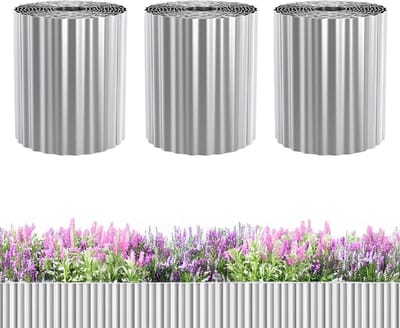 Garden Mile - 4 stuks metalen tuinrand - zwaar belastbare gegalvaniseerde stalen tuinrand - roestbestendige grensrand voor tuin - weerbestendig (15 cm x 5 m) (Pack van 4)
