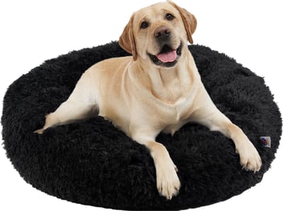 Pet Perfect Donut Hondenmand 100 cm - Fluffy Hondenkussen - Hondenbed - Zwart - Wasbaar