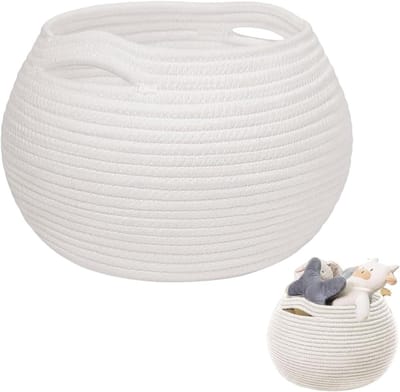 Vouwbare multifunctionele opbergmand voor baby speelgoed, wasgoed, handdoeken en toiletpapier - ronde witte mand voor thuisgebruik