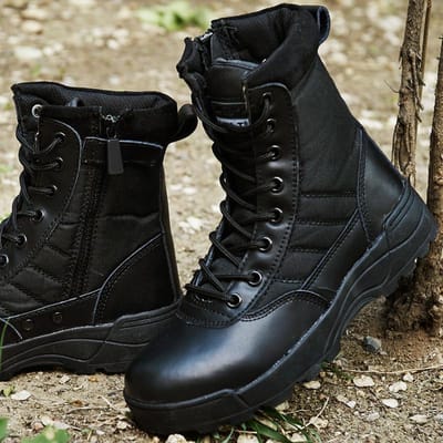 Tactische Gevechtstraining Militaire Laarzen Heren Dames Outdoor Jagen Wandelen Klimmen Antislip Ademend Leer Hoge Schoenen 35 46 46 zwart