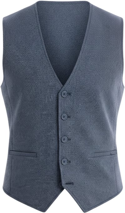 OMBRE Gilet - Slim Fit - Knopen - Gemeleerd Marine XXL