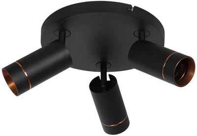 Zwarte plafondspot Downlume 4859ZW, 3-lichts GU10 met draaibare en kantelbare metalen spots, modern ontwerp, geschikt voor binnen gebruik, merk Steinhauer