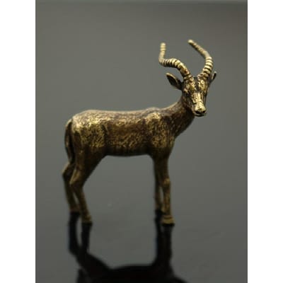 1pc Ornements de Bureau Antilope en Laiton Mouton Douze Zodiaques Sculpture en Bronze Artisanat Jouets Culturels Animal de Compagnie à Thé Leader Verrerie en Cuivre Vintage brown