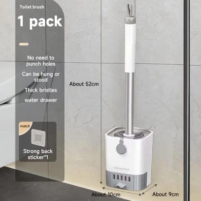 4-in-1 Wandmontage Toiletreinigingsborstel Set|Ruimtebesparende Badkamerborstel Kit Met Houder (Alles-in-één Toiletreinigingsgereedschappen)