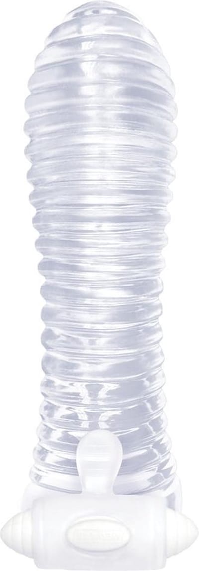 Sextenders - Vibrerende Penis Sleeve - Geribbeld - Transparant