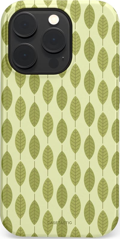 Casetastic hoesje geschikt voor Apple iPhone 14 Pro - MagSafe - Dubbellaagse bescherming - Bladerenpracht in het groen - Fashion Case - Crème Olijfgroen