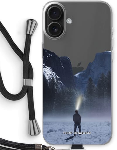 Case Company® - Hoesje met koord geschikt voor iPhone 16 Plus hoesje met Koord - Wanderlust - Telefoonhoesje met Zwart Koord - Bescherming aan alle Kanten en Over de Schermrand