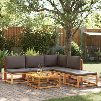 vidaXL - 6-delige - tuinbankset - met - kussens - acaciahout - & - touw