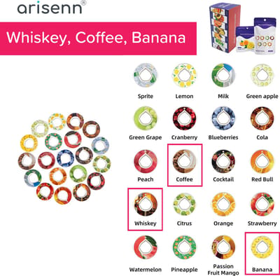 Arisenn® ZERO aroma tripple pod pack - Coffee, Whisky, Banana - geschikt voor Zero-Fles - de perfecte oplossing voor smaakvol water - 0% suiker 0% toevoegingen! - Geur Pod - Smaak Pod - Aroma Pod - 3 pods per bestelling