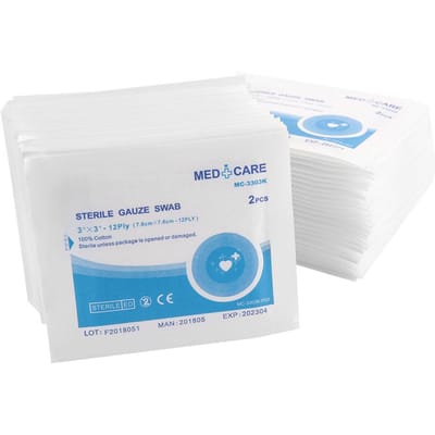 100percent  Cotton first aid waterproof wound dressing sterile medical gauze pad(7.6*7.6cm)