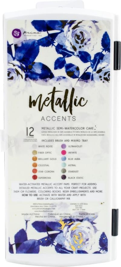 Prima Marketing - Art Philosophy Metallic Accents Semi-Watercolor verf - 12 kleuren