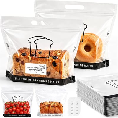 50 Stuks Broodzakken met 50 Labels voor Vers Brood, Bakken en Bewaren