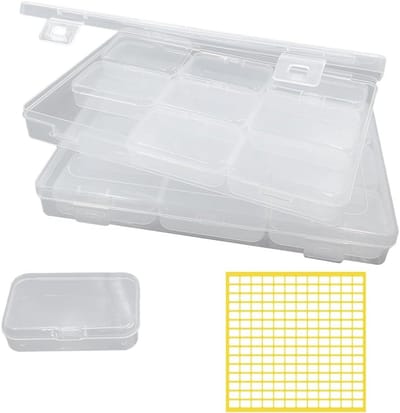 Opslagdozen met Deksel - Transparante Plastic Containers voor Sieraden, Knutselmateriaal en Beads - 1 L + 9 S, Inclusief Labels