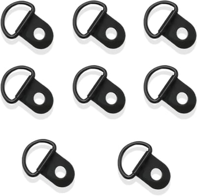 Metalen D-ringen, zwart, 8 stuks, stevige bevestigingen voor aanhangers, camper, en doe-het-zelfprojecten
