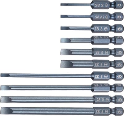 10 STKS Magnetische Sleufschroevendraaier Bits S2 Staal voor 1/4 inch Hex Schacht - 50mm en 100mm Lengte
