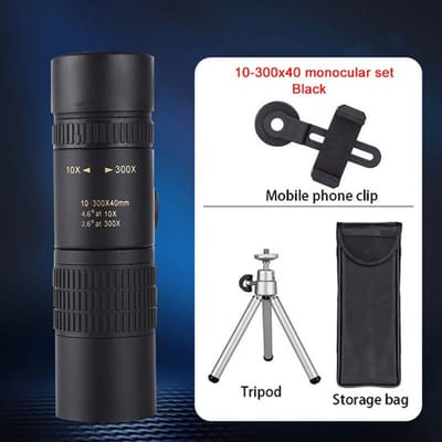 Télescope Monoculaire HD 10-300x40 Zoom Continu Haute Définition pour Adultes Idéal pour l'Observation des Oiseaux l'Observation des Étoiles la Chasse le Camping