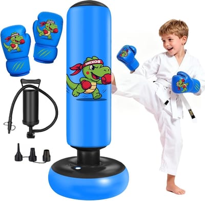Kinderen Staande Bokszak 130 cm met Bokshandschoenen - Ideaal voor Karate en Taekwondo Training voor Jongens en Meisjes
