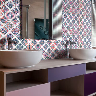 Zelfklevende tegelmuurstickers voor keuken en badkamer - 60 Azulejos Sefania tegelstickers - 60 stickers 20x20cm