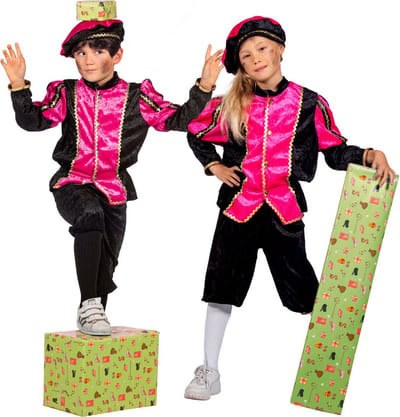 Wilbers & Wilbers - Pietenpakken - Vrolijk Pietje Roze Pietenpak Kind Kostuum - Roze - Maat 104 - Sinterklaas - Verkleedkleding