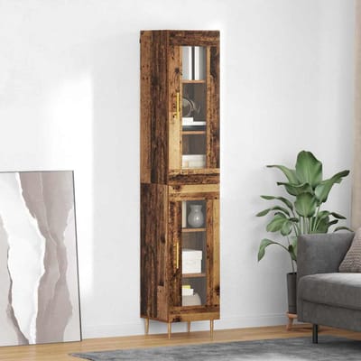 vidaXL - Highboard - 2 - st - Oud - Hout - 34,5 - x - 34 - x - 180 - cm - Bewerkt - hout