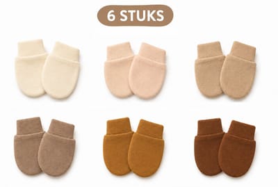 Krabwantjes Baby Katoen - 6 Paar - Anti Krab Handschoentjes Pasgeboren Baby - Newborn - Aardetinten