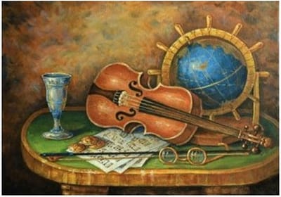 Artibalta Diamond painting kit Violin and the Globe 50 x35 vierkante steentjes