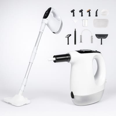 Handstoomreiniger - 1200 W - 15 seconden opwarmtijd - 500 ml watertank - Afneembare handstomer - Inclusief 11 accessoires - Voor vloeren en banken