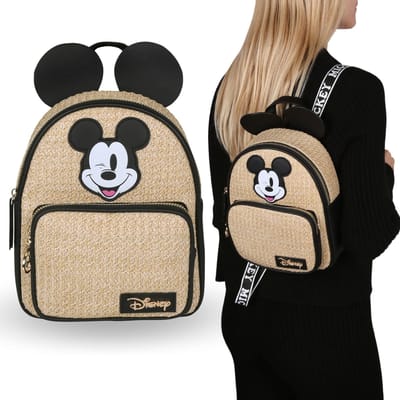 Mickey Mouse Disney BEIGE damesrugzak met oren, JEUGD gevlochten urban RUIME rugzak