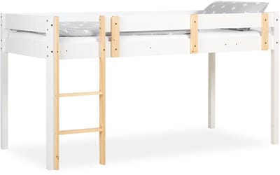 Homestyle4u Hoogslaper - 90x200 cm - Wit naturel - met lattenbodem