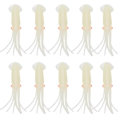 10 stuks Calamaris Vissen Lokaas Duurzaam Stevig Gloeiend Lichtgevend Levensgetrouw Zacht Siliconen Calamaris Aas 6cm 6cm / 2.4in beige
