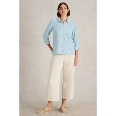 White Stuff Sophie Organic Cotton Shirt Green Multi Taglia: 24 | Maglie a manica lunga Outlet | Donna | Verde