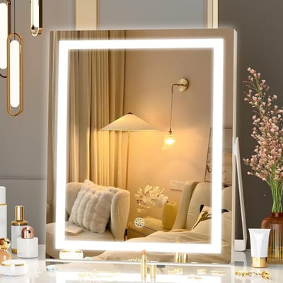 Verlichte Make-upspiegel met 360 Graden Rotatie en Dimbare Verlichting - 24,8 x 30 cm