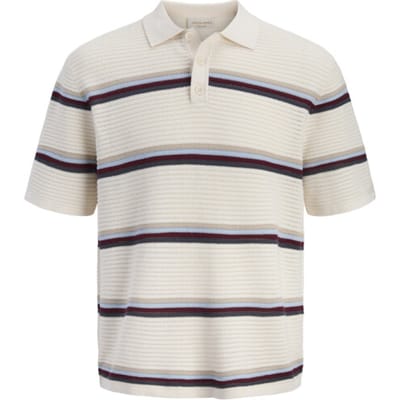Jack & Jones Poloshirt Jormaine Knit Stripe Polo Sn 12292227 Sea Salt Mannen Maat - XL