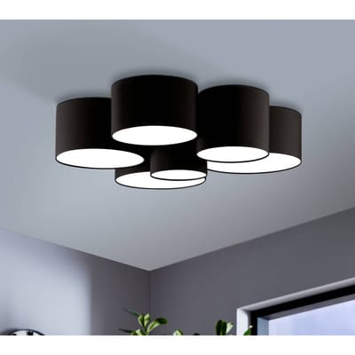 EGLO Plafondlamp Pastore 2, Ø 99 cm, zwart, 6-lamps, stof