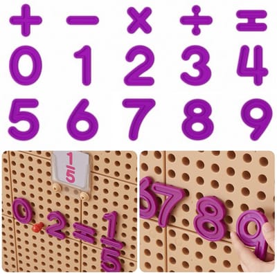 Masterkidz Set cijfers en symbolen voor het leren tellen en rekenen voor stamwandpanelen 82 stuks. - UNI