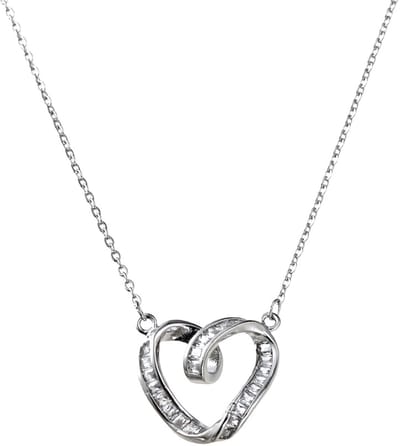 Decopatent - Halsketting Ketting Dames met open Hart - Harten Schakelketting Verstelbaar van 40 tot 45 Cm - Nikkelvrij - Kettingen met bedel hanger vrouw - Elegant Cadeau - Zilverkleurig