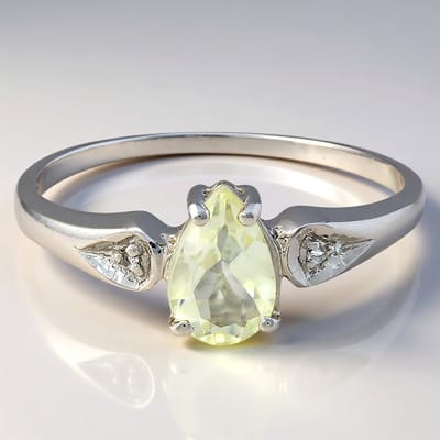 Cavill - Zilveren ring met 0,63 ct peervormige Orthoklaas en witte topaas - 925 Sterling zilver - Elegante damesring maat 17