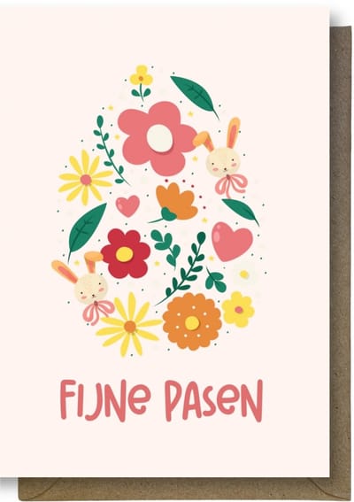 Luxe Vrolijk Pasen Wenskaart - Paaskaart - 12 x 17 cm - gevouwen kaart Inclusief gekleurde envelop