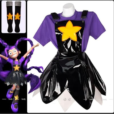 Poppy Cos Lily Lovebraids Cosplay Kostuum Zwarte Bretels Jurk Paars T-shirt Kousen Outfit voor Halloween Carnaval Speeltijd XS（old） purple