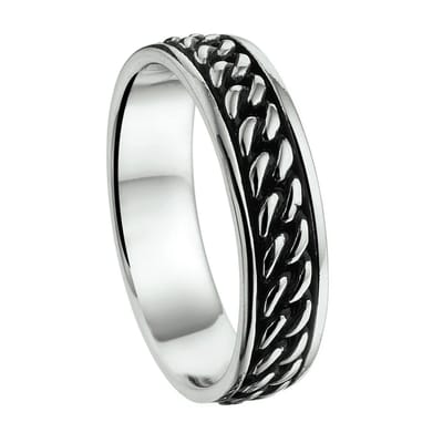 Schitterende Zilveren Brede Ring Schakels 19.75 mm. (maat 62) model 270